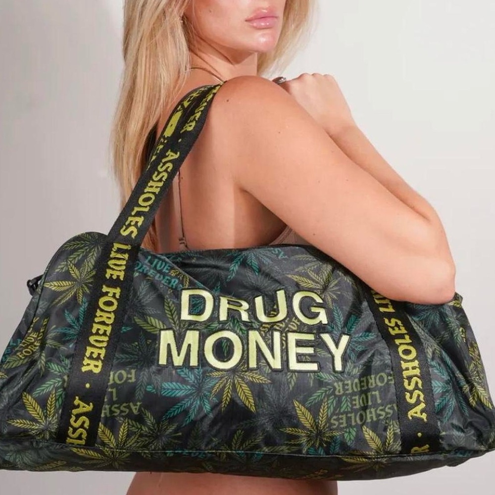 Assholes Live Forever drug money bag - green